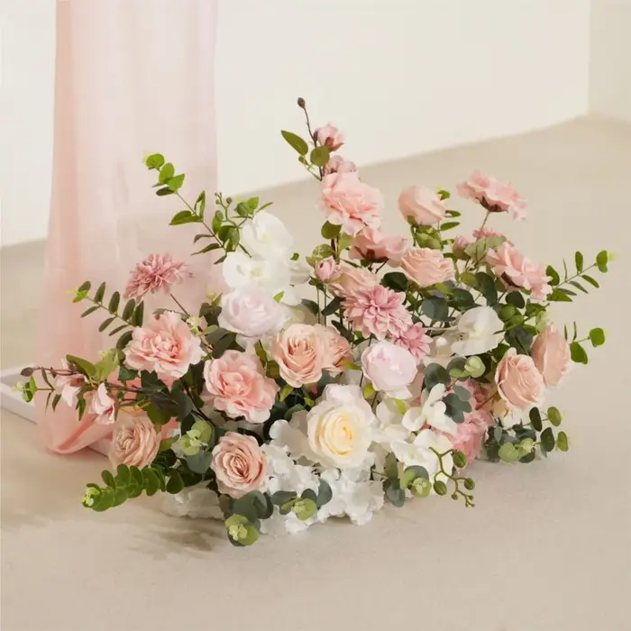 Uflower – fleurs artificielles roses, décor de mariage, arrière-plan de bienvenue, Art Floral suspendu, accessoires de rangée de fleurs, boule de fleurs leader sur la route