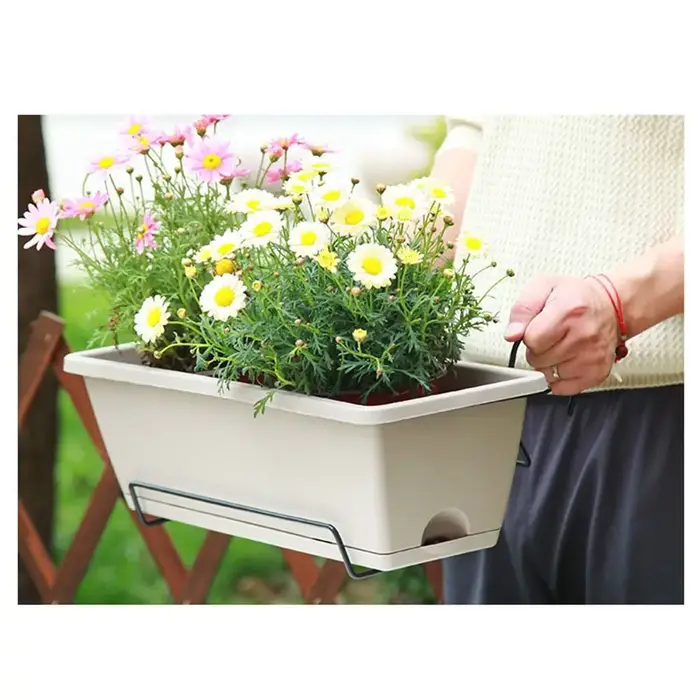 Lot de 3 pots de fleurs rectangulaires en résine