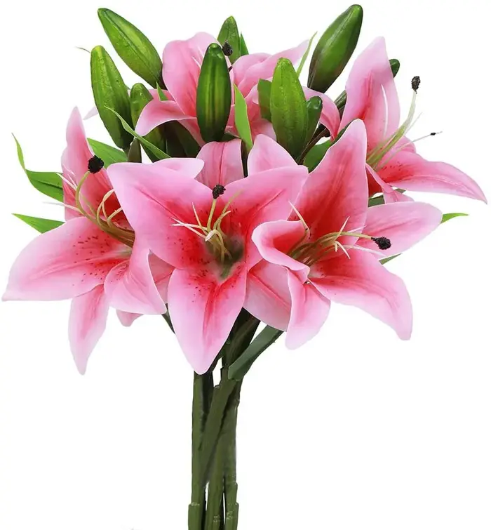 5 Bouquets de Fleurs Artificielles, Tigre et Lys au Toucher Réel, Décoration pour Mariage, Maison, i