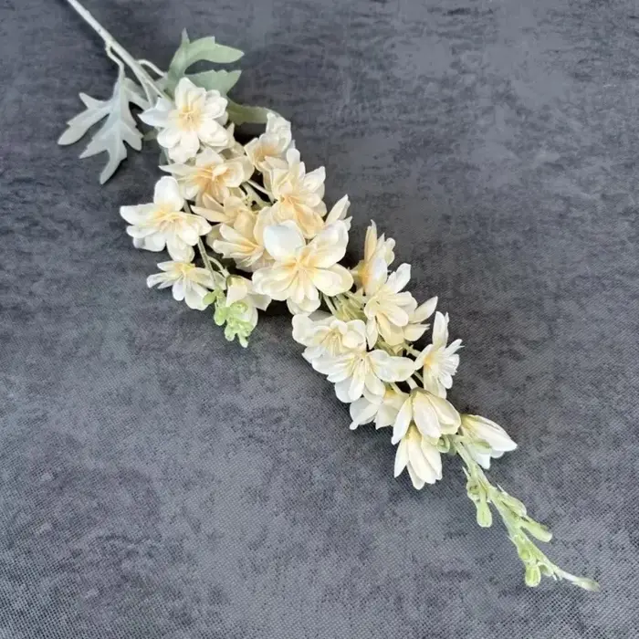 Nouvelles Grandes Fleurs Artificielles de Delphinium à 2 Tiges en Soie Floquée, Fleurs Artificielles