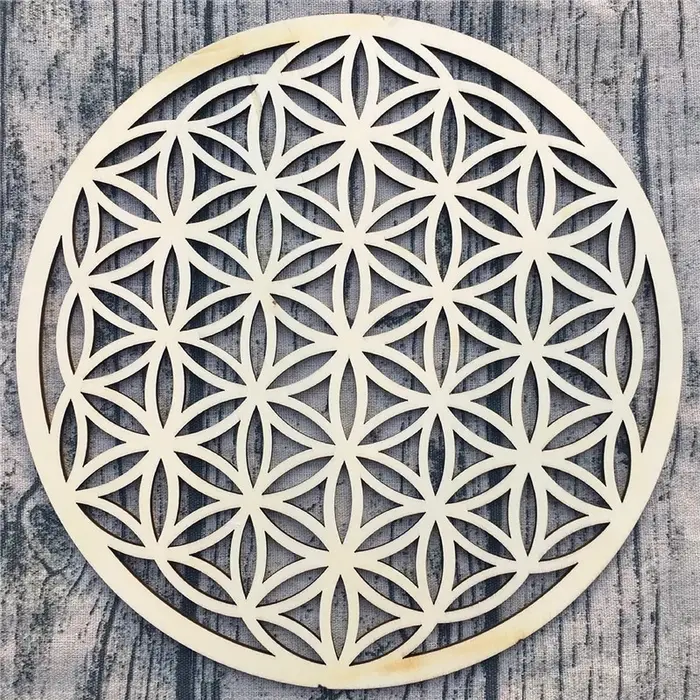 Planche à grille en bois et cristal, fleur de vie, Chakra géométrique sacré, décoration murale artistique, décoration spirituelle pour la maison, pour le Yoga/Méditation