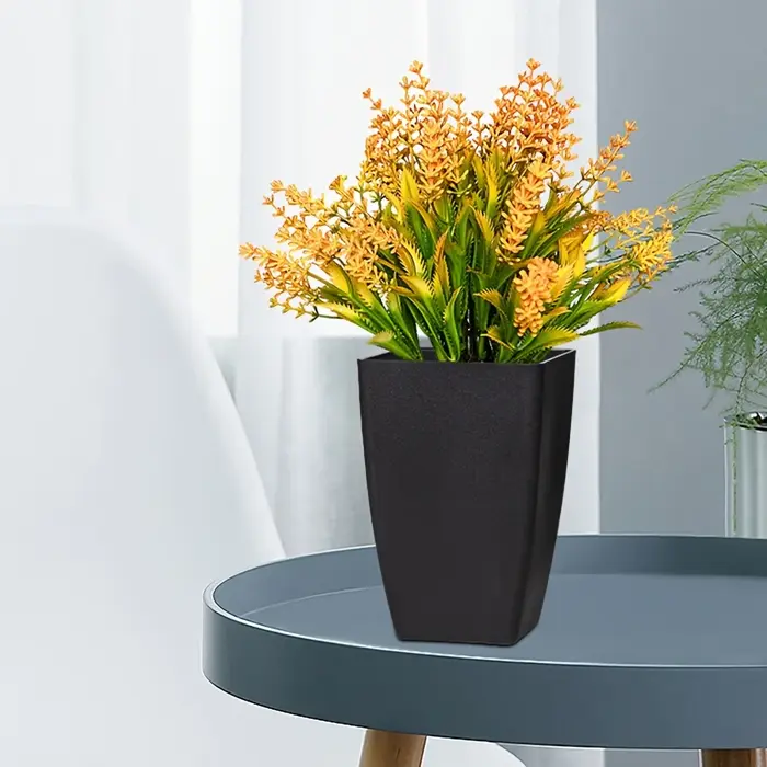 1PC M/L Pot de fleurs en plastique de style moderne et simple, pour intérieur/extérieur, noir, vertical et sur pied, pour décoration minimaliste de la maison