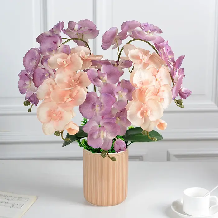 Fleurs artificielles 8 têtes de branches d'orchidées
