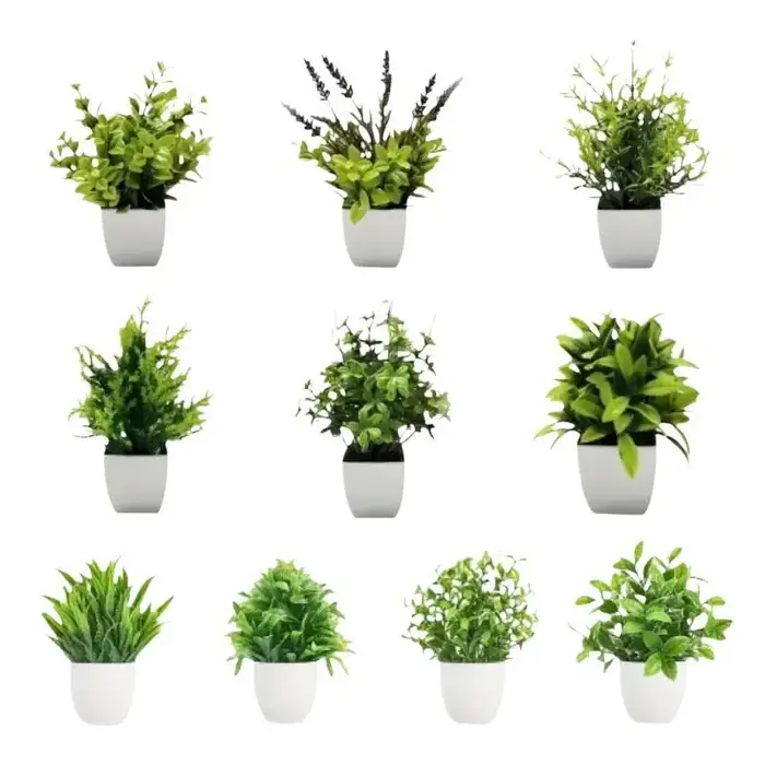Plantes artificielles en pot avec feuillage réaliste et sans entretien, parfaites pour la décoration de la maison, du bureau, de la salle de bain, de la table ou des étagères.