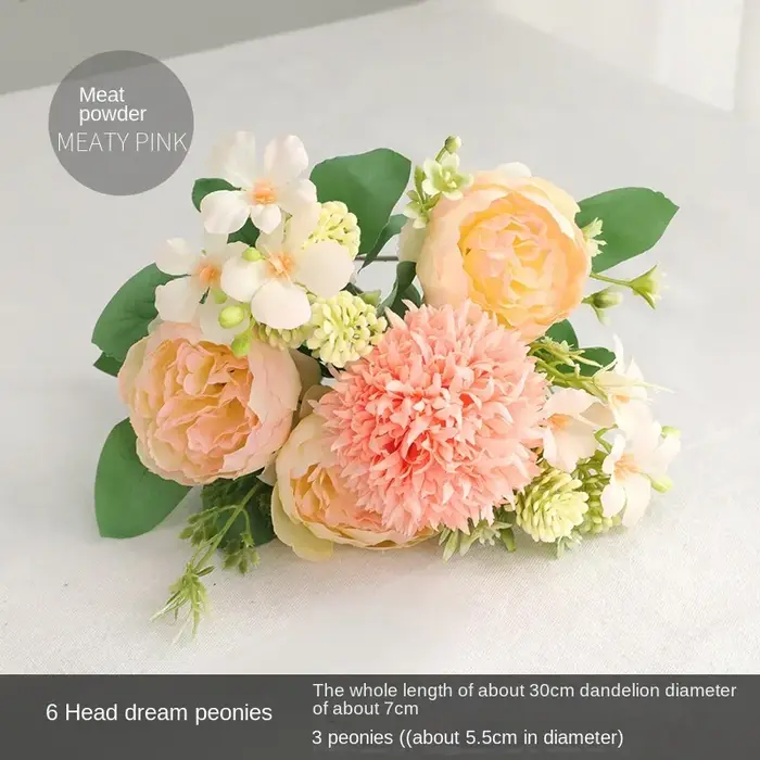 Fleurs artificielles pivoines, 6 têtes, accessoires de décoration pour la maison, pour mariage, bouq