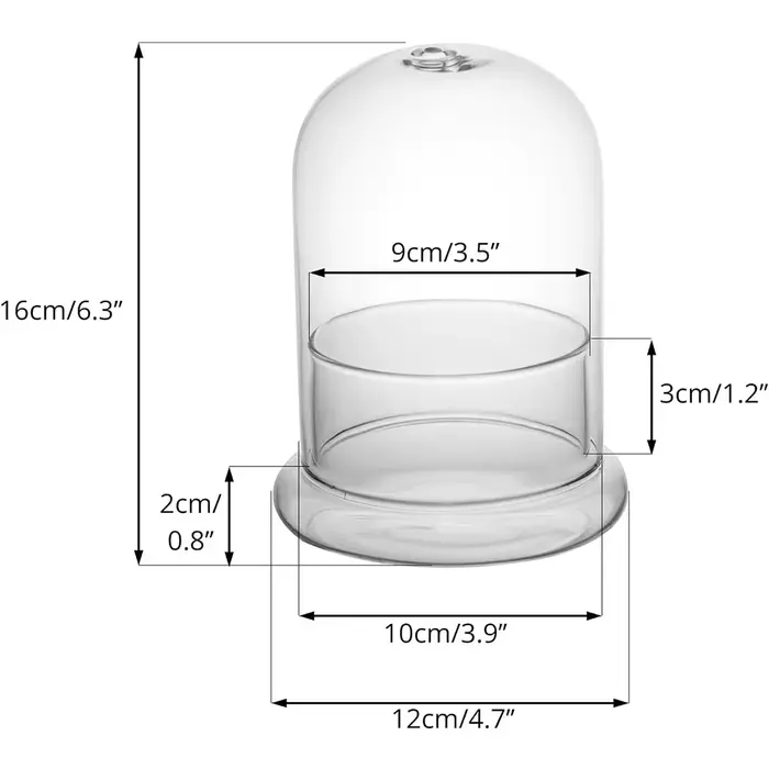 Cloche en verre avec trou d'aération, cloche en verre avec base, présentoir de table pour la maison,