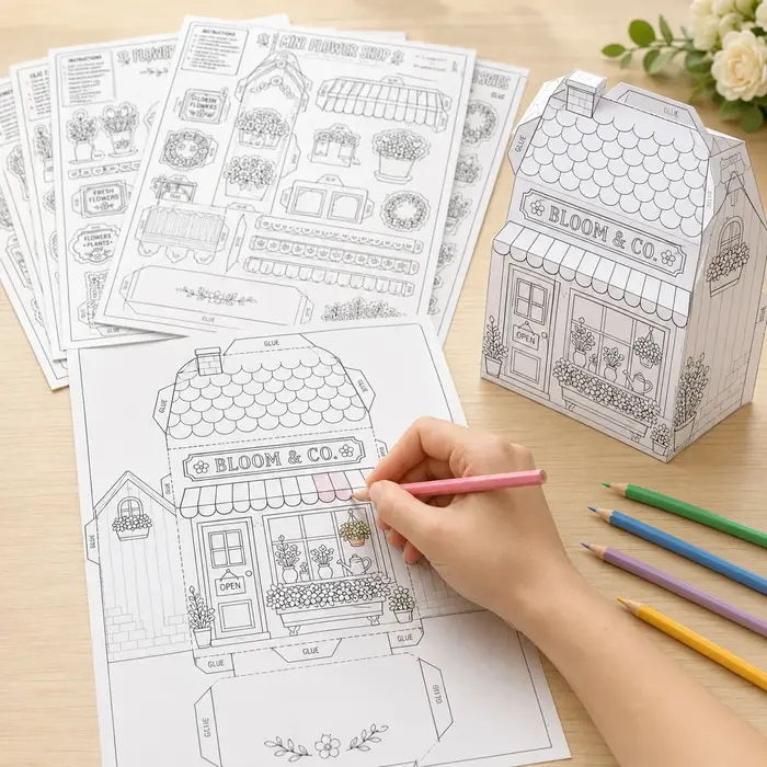 Kit de Bricolage Fleur en Papier DIY, Kit Artisanat Maison 3D Origami, Ensemble de Papier Pliable Fait Main, Ornement Créatif, Kit de Fabrication d'Origami