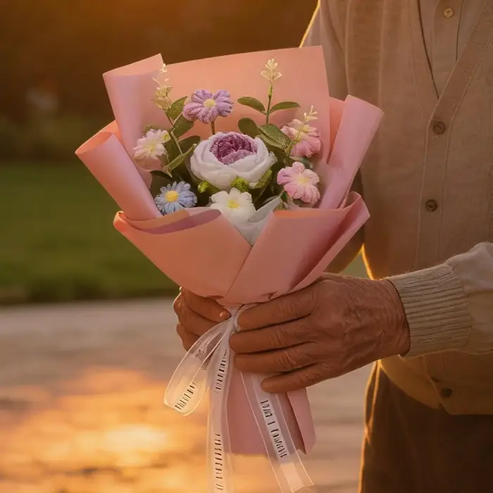 Bouquet de fleurs au crochet pour décoration intérieure – Idéal pour anniversaire