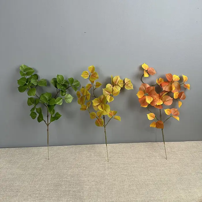 8 pièces de feuilles de Sapium Sebiferum artificielles en plastique