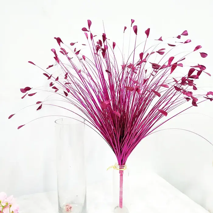 Fleur de roseau doré argent blanc paon herbe artificielle fausse plante mariage route plomb décor