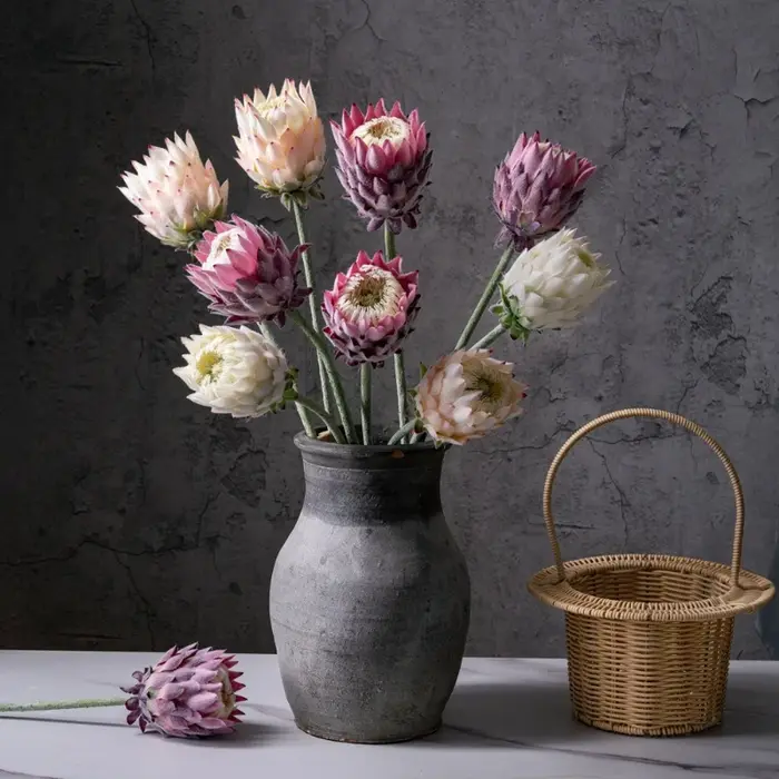 Fleur artificielle King Protea à cheveux longs de 61CM
