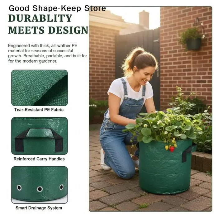 Sac de plantation dailyGarden, avec poignées, 3/5/7/10 gallons, outils de jardin de haute qualité, sac de plantation en PE pour légumes, tomates, pommes de terre, fleurs