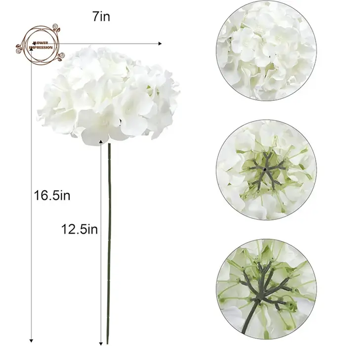 Têtes de fleurs d'hortensia artificielles, 10 pièces, avec tiges, décoration de fête de mariage, fausses fleurs, ornement de maison, Bouquets en soie, décorations de salle