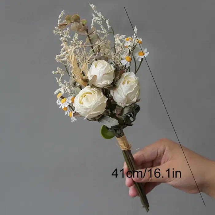 1 lot de roses de luxe, marguerites, fleurs artificielles, fleurs simulées, décoration pour salon, table à manger, décoratives
