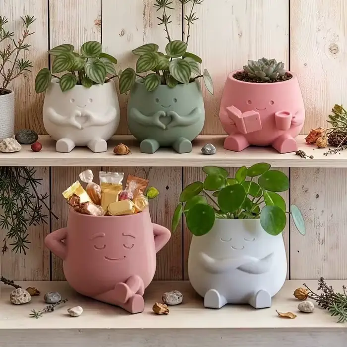 Pot de fleurs en résine en forme de tête de fleur mignon