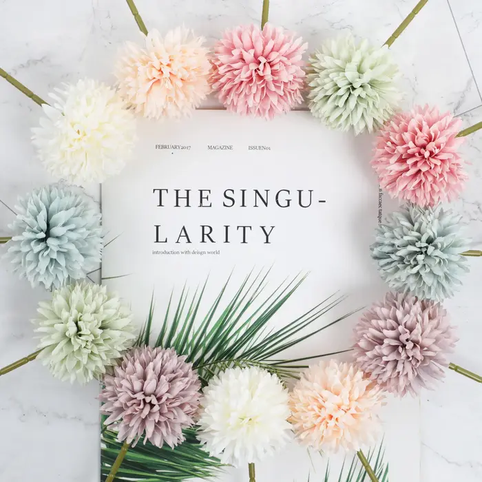 6 bouquets artificiels de boules de pissenlit et de chrysanthème – parfaits pour la maison