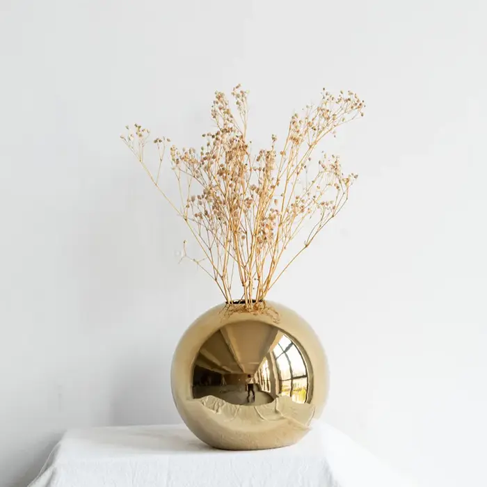 Vase à fleurs en céramique doré électroplaqué