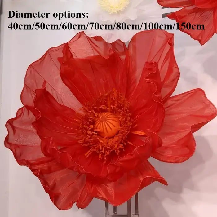 Grandes fleurs artificielles imperméables en soie, coquelicots pour décoration de mariage, accessoires de chemin d'accès, fleurs pour vitrine, décoration de fête, mariage