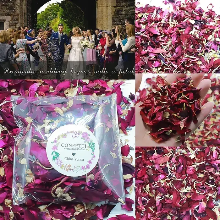20/30/50 pièces 50g/sac Pétales de rose naturels séchés Confettis de mariage Douche nuptiale Anniversaire Décoration DIY Biodégradable