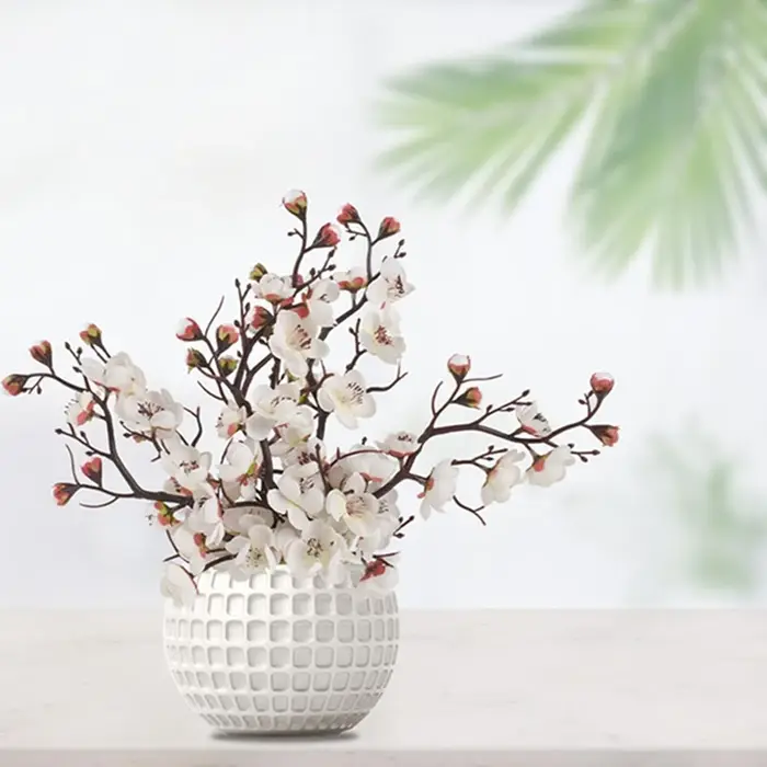 Soie Fleurs Artificielles Fleur de Prunier Pêche Branche Nouvel An Maison Salon Pièce Ménagers En Plein Air Jardin De Mariage Couronne Décorative
