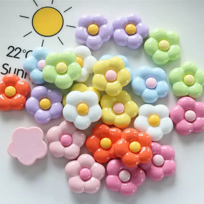 Lot de 10 cabochons en résine à cinq pétales de fleurs