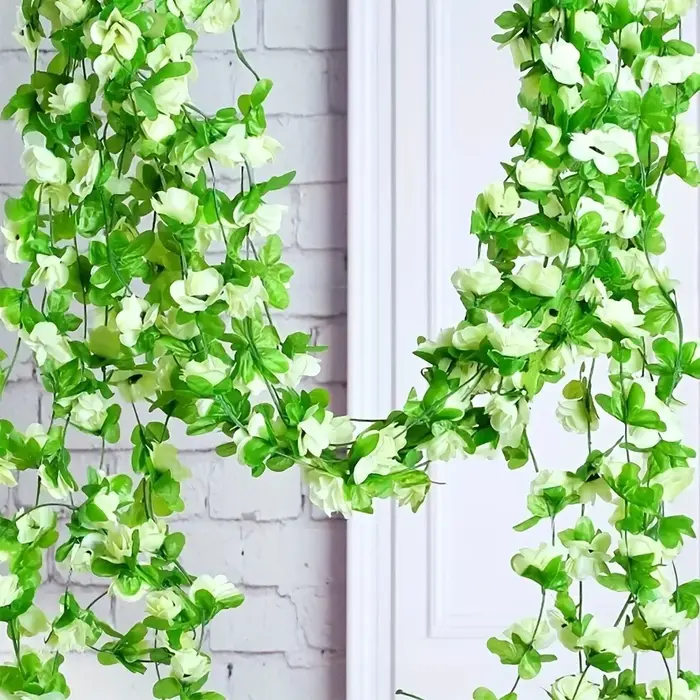 40 tête de fleur 2.3M artificielle multicolore Rose vigne guirlande mariage arc décoration fausse plante feuille