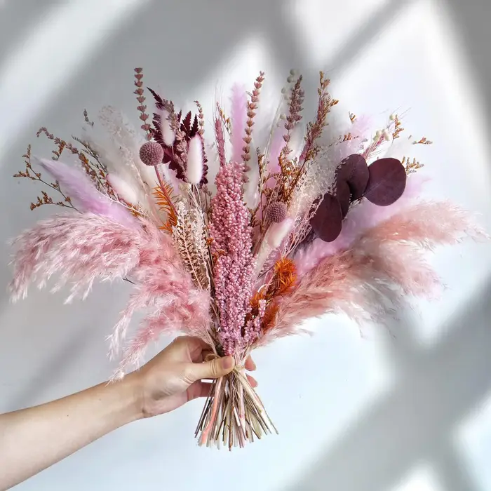 Bouquet bohème de pampas séchées moelleuses, fête de la ferme, décoration d'intérieur, Noël, mariage