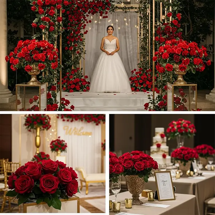 Roses artificielles en soie