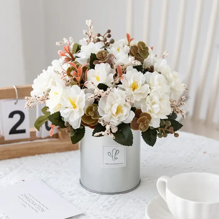 Fleurs artificielles Scrapbooking Soie Cerise Vase Accueil Salle Table Décor Extérieur Mariage Jardin Bouquet Bricolage Festival Couronne