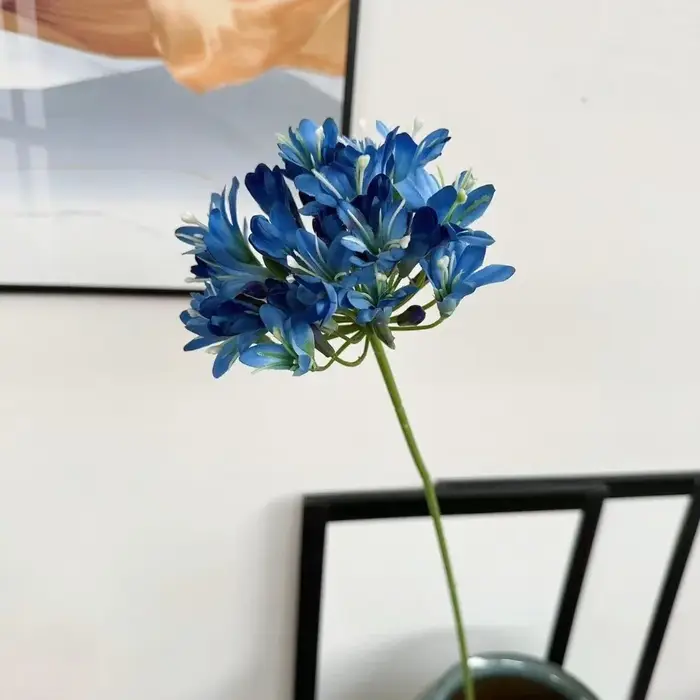 Branche de fleurs artificielles de luxe Agapanthus, 75 cm de long, fausse branche de lotus, fleur ar