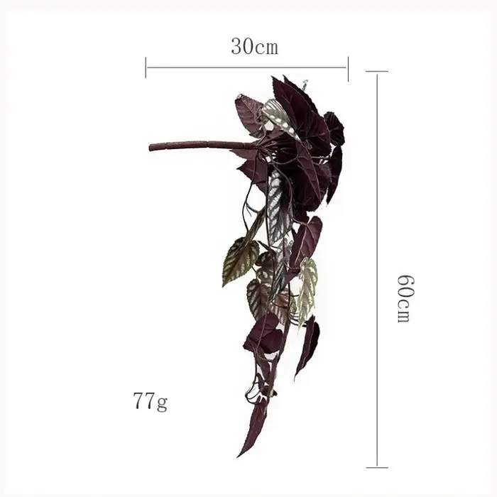 3 pièces de plantes vertes artificielles de type feuille de perilla