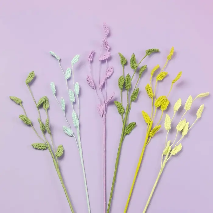 Lingfeng herbe Crochet plante tricot fleur Bouquet décor