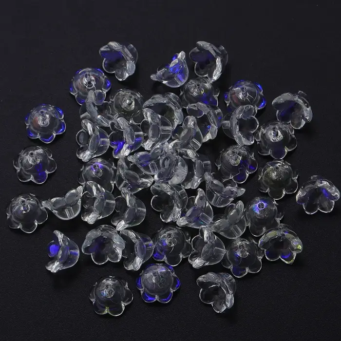 Perles colorées du muguet, 50 pièces/lot, perles en verre, fleur, perles d'espacement, amples pour l