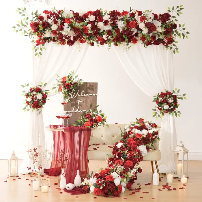C7673 rangées de fleurs de souffle de bébé Rose bordeaux