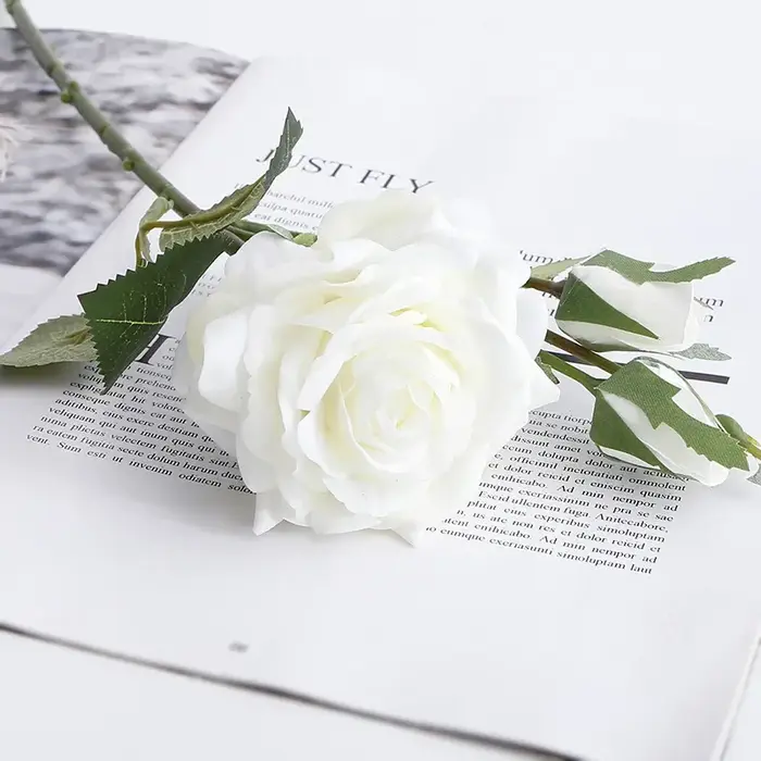 Aloès vert 3 pièces toucher réel 1 fleur 2 bourgeons branche de Rose fleurs artificielles Simulation Roses rouges fausse plante décoration de chambre