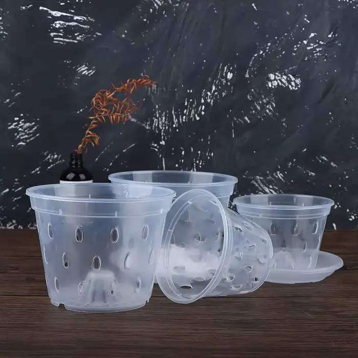 Pot d'orchidée en plastique transparent
