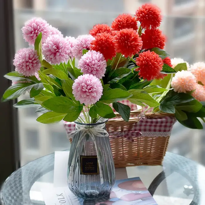 Pissenlit Artificiel Pommeau Fleurs Branches Vertes Décor À La Maison Table Vase un Bouquet de 10 Faux Arrangement