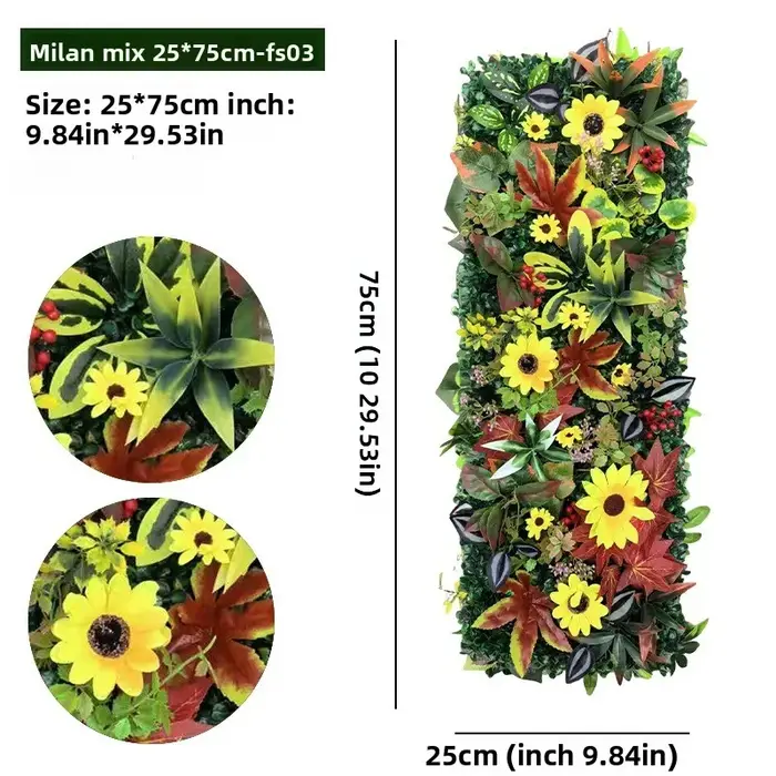 Panneau de clôture murale en herbe artificielle 75x25cm