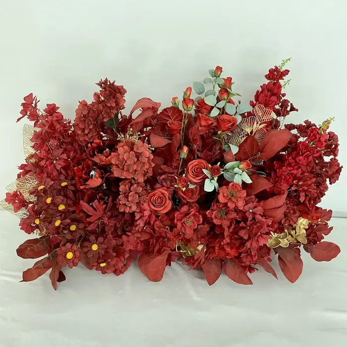 Série rouge fleurs artificielles pivoines Roses arc de mariage décoration de fête de vacances fausse fleur Simulation Rose plante florale