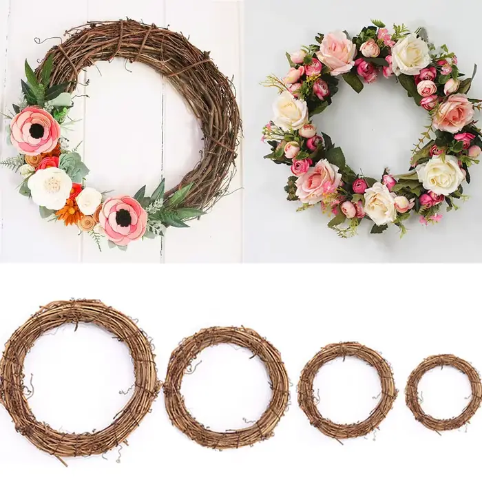 Couronne de décoration de mariage en rotin naturel