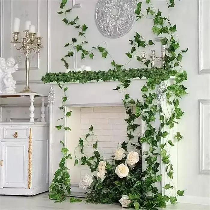 Guirlande de vigne artificielle suspendue de feuilles de lierre vert de 2.1M