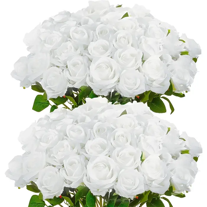 Roses artificielles en velours, 50 pièces, fausses Roses à toucher réel, pour la saint-valentin, Bou