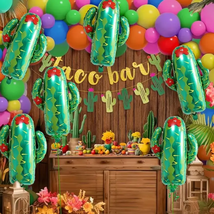 Ballons en aluminium en forme de cactus, plante tropicale, pour décorations de fête d'anniversaire hawaïenne