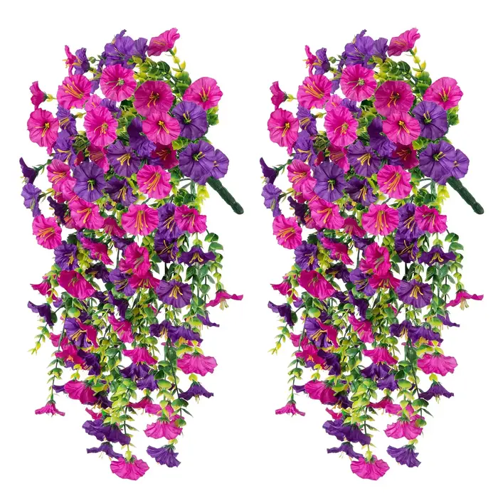 2 pièces fleurs artificielles fausse fleur extérieure maison jardin tenture murale pétrolia plantes