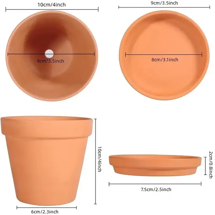 Pots en terre cuite de 4 pouces (paquet de 4)