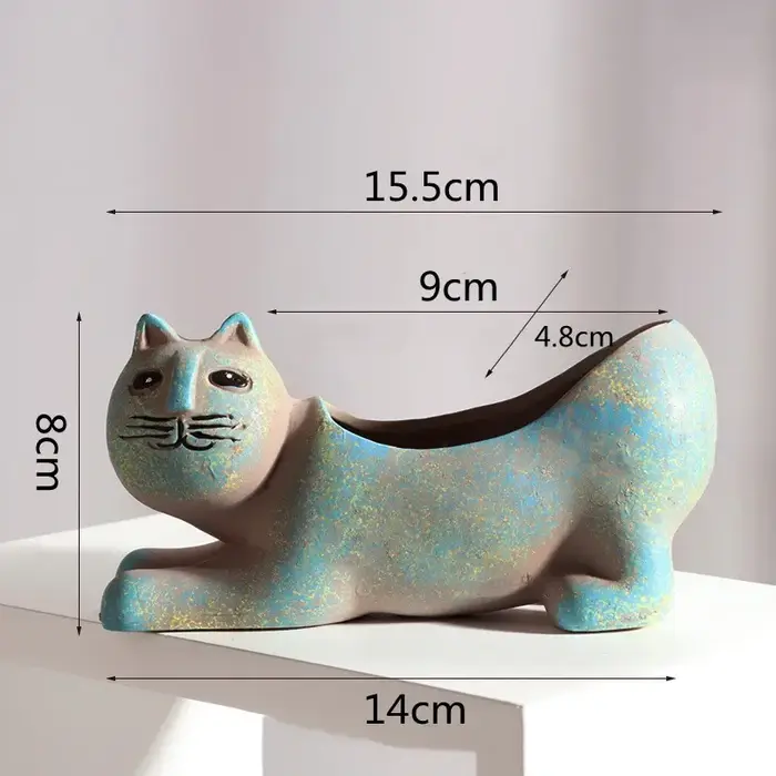 Pot de fleur en céramique de chat mignon