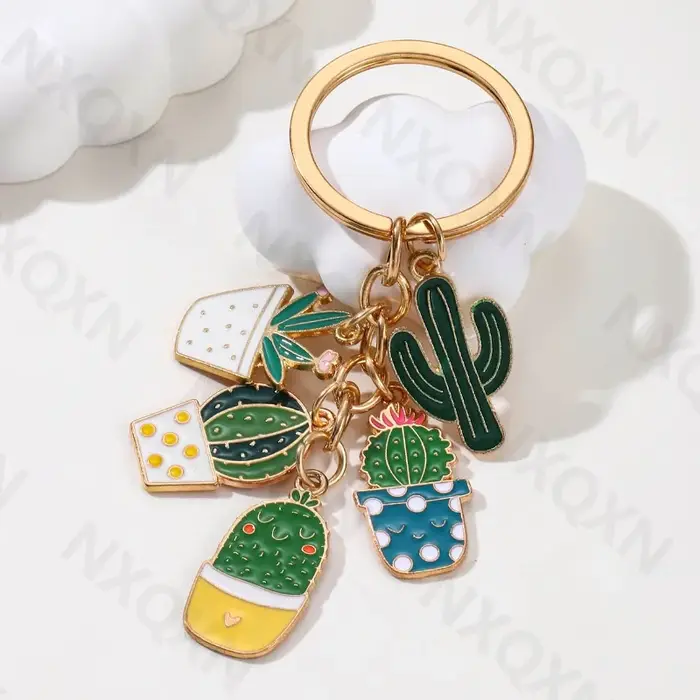 Porte-clés en émail plante en pot Cactus de dessin animé, amour créature naturelle, bon cadeau pour 