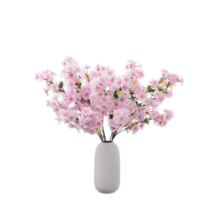 Décor d'hôtel artificiel 3 fourchettes fleurs de cerisier branche soie fausse fleur jardin décoré rose