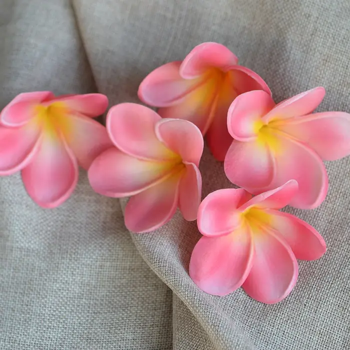 10 pièces fleurs hawaïennes faux Plumeria mousse Frangipani têtes