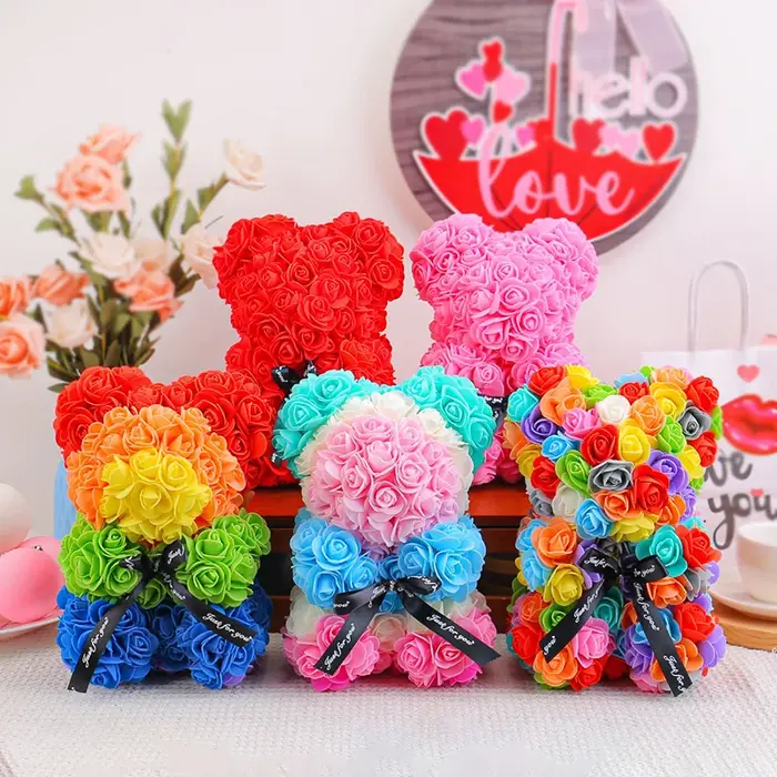 Ours en fleurs éternelles pour la Saint-Valentin